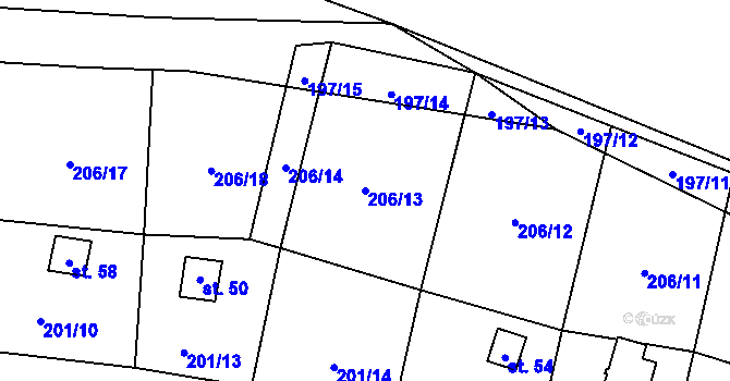 Parcela st. 206/13 v KÚ Lhota u Olešnice, Katastrální mapa