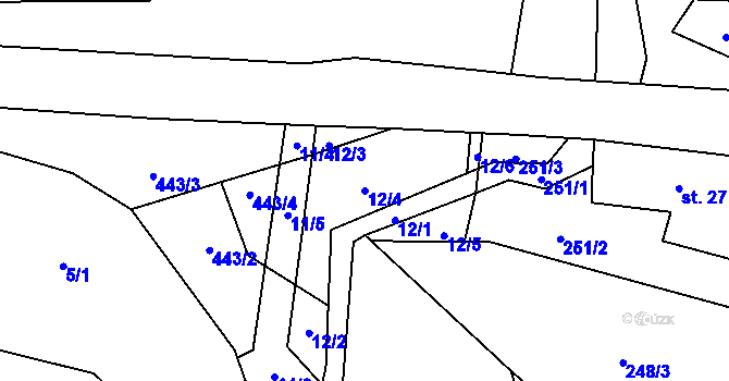 Parcela st. 12/4 v KÚ Lhota u Olešnice, Katastrální mapa
