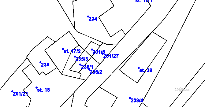 Parcela st. 201/27 v KÚ Lhota u Olešnice, Katastrální mapa