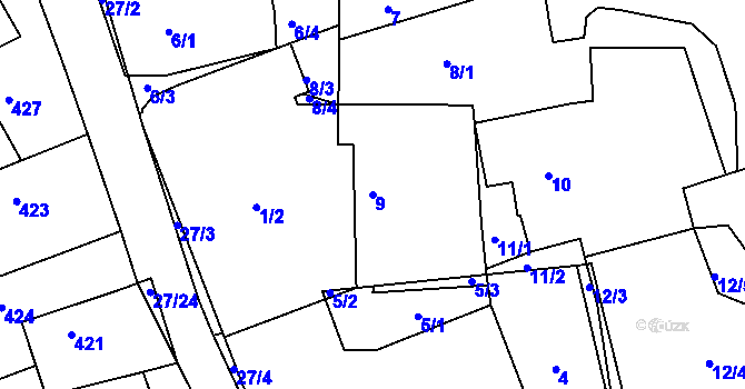 Parcela st. 9 v KÚ Lhota u Příbramě, Katastrální mapa