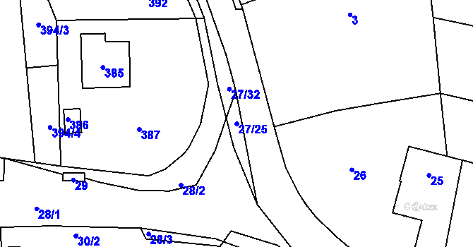 Parcela st. 27/25 v KÚ Lhota u Příbramě, Katastrální mapa