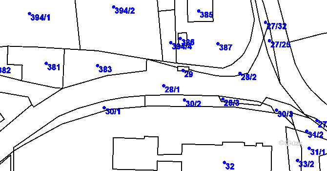 Parcela st. 28/1 v KÚ Lhota u Příbramě, Katastrální mapa