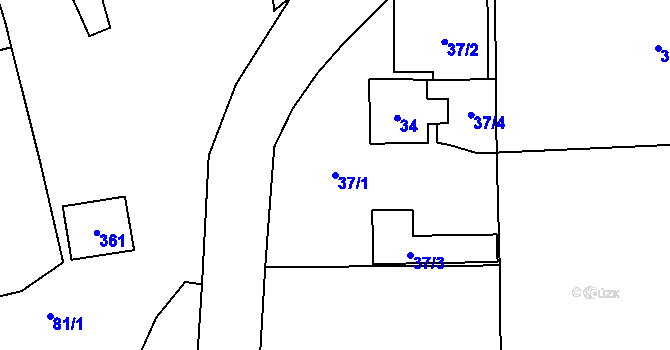 Parcela st. 37/1 v KÚ Lhota u Příbramě, Katastrální mapa