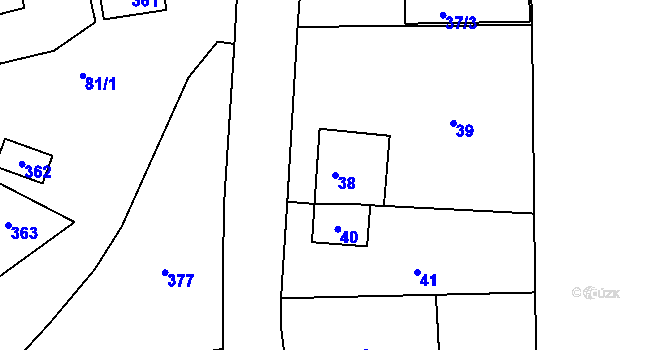 Parcela st. 38 v KÚ Lhota u Příbramě, Katastrální mapa