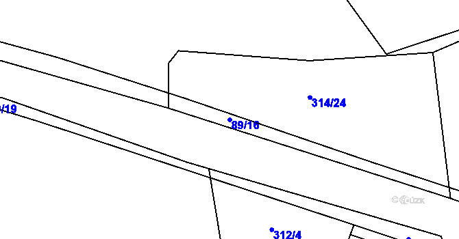 Parcela st. 89/16 v KÚ Lhota u Příbramě, Katastrální mapa