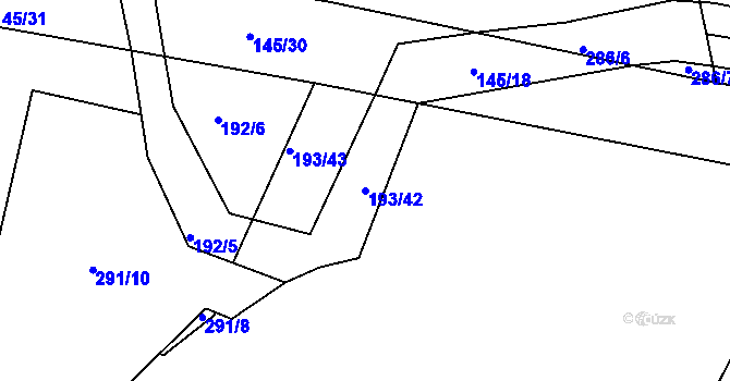 Parcela st. 193/42 v KÚ Lhota u Příbramě, Katastrální mapa
