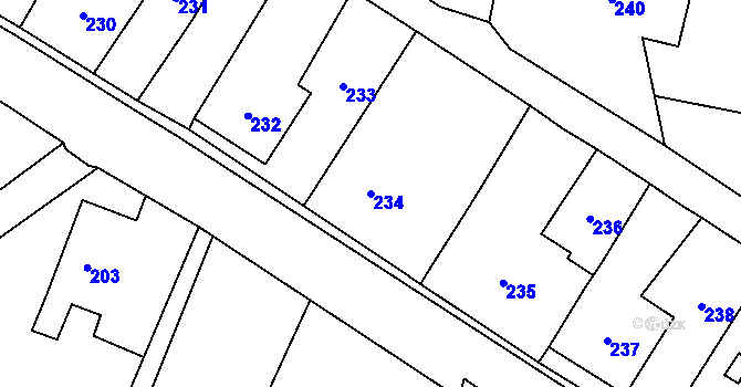 Parcela st. 234 v KÚ Lhota u Příbramě, Katastrální mapa