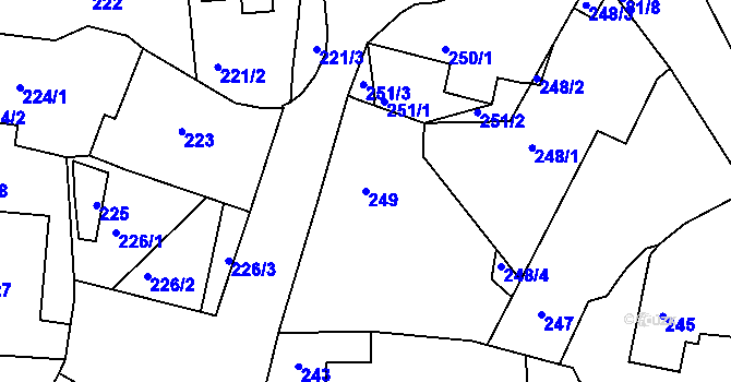 Parcela st. 249 v KÚ Lhota u Příbramě, Katastrální mapa