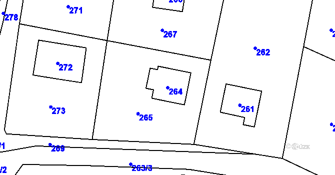 Parcela st. 264 v KÚ Lhota u Příbramě, Katastrální mapa