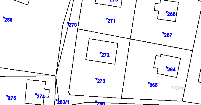 Parcela st. 272 v KÚ Lhota u Příbramě, Katastrální mapa