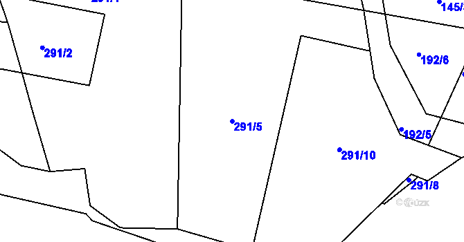 Parcela st. 291/5 v KÚ Lhota u Příbramě, Katastrální mapa