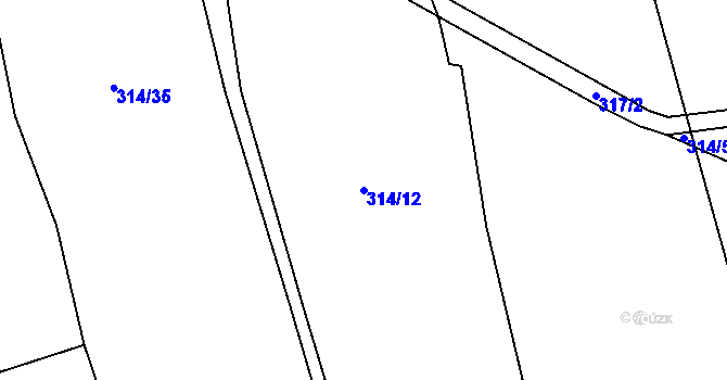 Parcela st. 314/12 v KÚ Lhota u Příbramě, Katastrální mapa