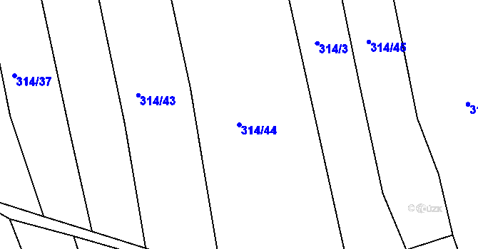 Parcela st. 314/44 v KÚ Lhota u Příbramě, Katastrální mapa