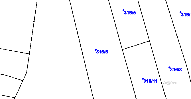 Parcela st. 316/6 v KÚ Lhota u Příbramě, Katastrální mapa
