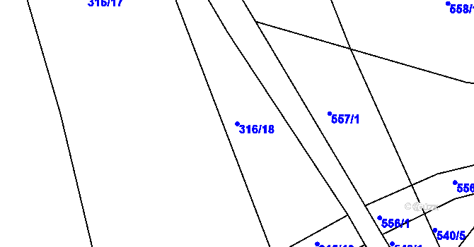 Parcela st. 316/18 v KÚ Lhota u Příbramě, Katastrální mapa