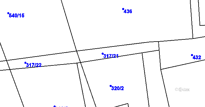 Parcela st. 317/21 v KÚ Lhota u Příbramě, Katastrální mapa