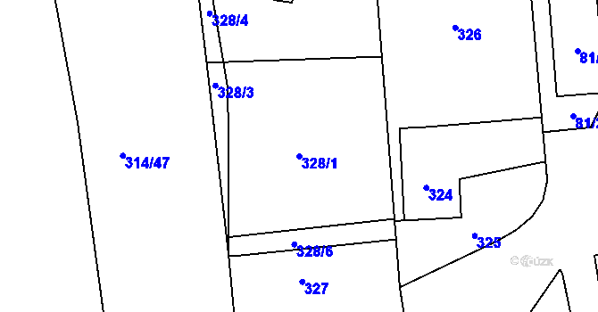 Parcela st. 328/1 v KÚ Lhota u Příbramě, Katastrální mapa