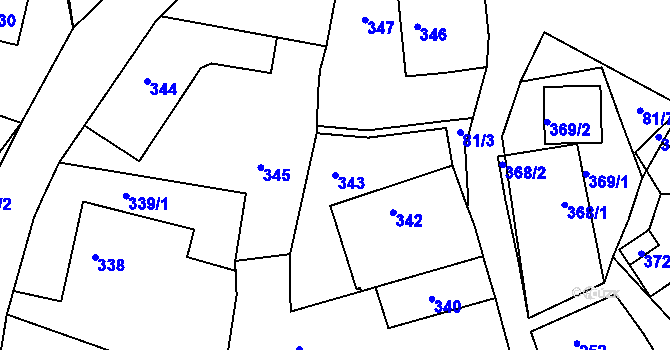 Parcela st. 343 v KÚ Lhota u Příbramě, Katastrální mapa