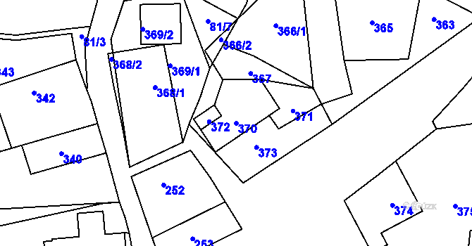 Parcela st. 370 v KÚ Lhota u Příbramě, Katastrální mapa