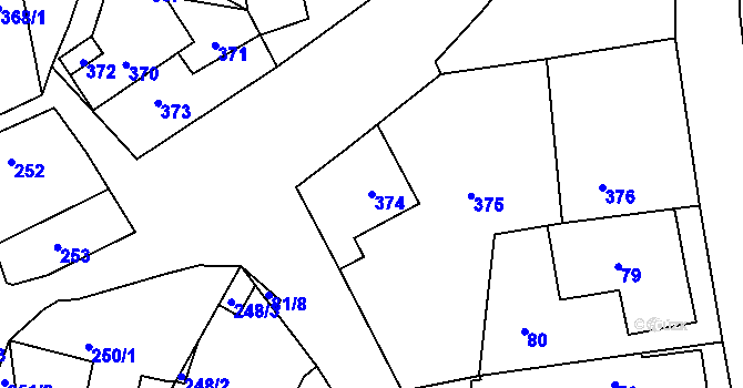 Parcela st. 374 v KÚ Lhota u Příbramě, Katastrální mapa