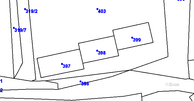 Parcela st. 398 v KÚ Lhota u Příbramě, Katastrální mapa