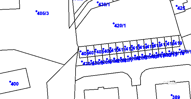 Parcela st. 408 v KÚ Lhota u Příbramě, Katastrální mapa