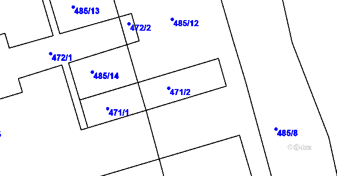 Parcela st. 471/2 v KÚ Lhota u Příbramě, Katastrální mapa