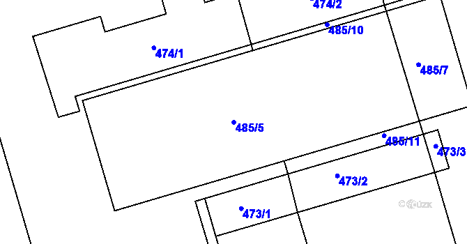 Parcela st. 485/5 v KÚ Lhota u Příbramě, Katastrální mapa