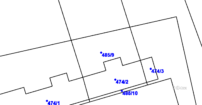 Parcela st. 485/9 v KÚ Lhota u Příbramě, Katastrální mapa