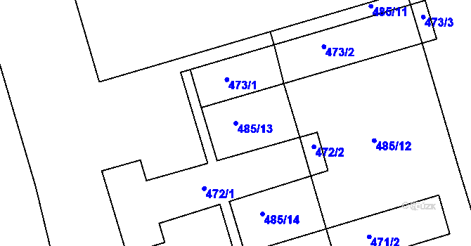 Parcela st. 485/13 v KÚ Lhota u Příbramě, Katastrální mapa