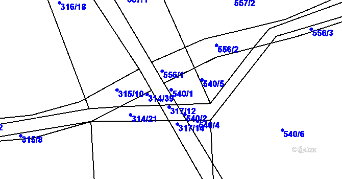 Parcela st. 540/1 v KÚ Lhota u Příbramě, Katastrální mapa