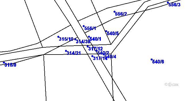 Parcela st. 540/2 v KÚ Lhota u Příbramě, Katastrální mapa