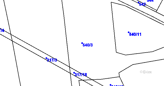 Parcela st. 540/3 v KÚ Lhota u Příbramě, Katastrální mapa