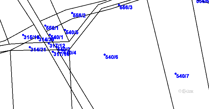 Parcela st. 540/6 v KÚ Lhota u Příbramě, Katastrální mapa