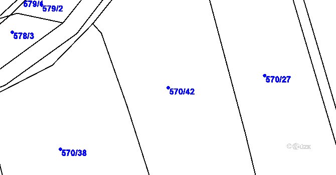 Parcela st. 570/42 v KÚ Lhota u Příbramě, Katastrální mapa