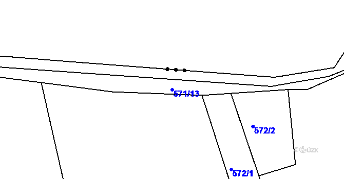 Parcela st. 571/13 v KÚ Lhota u Příbramě, Katastrální mapa