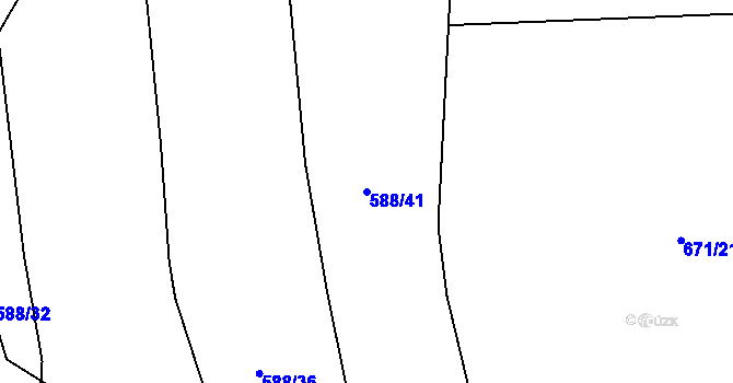 Parcela st. 588/41 v KÚ Lhota u Příbramě, Katastrální mapa