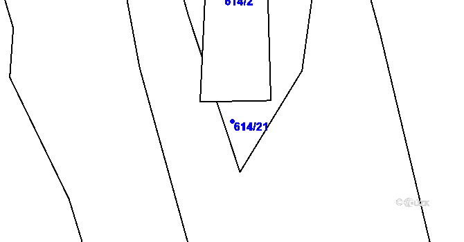 Parcela st. 614/21 v KÚ Lhota u Příbramě, Katastrální mapa