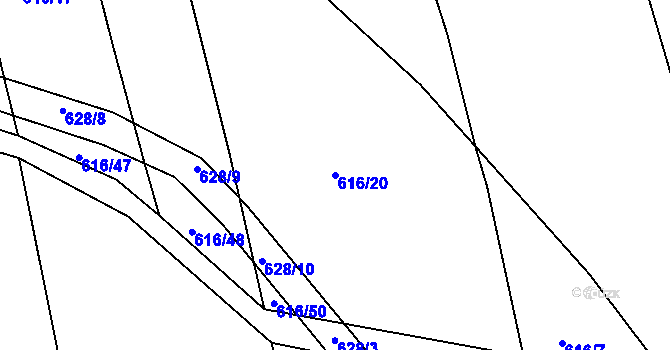 Parcela st. 616/20 v KÚ Lhota u Příbramě, Katastrální mapa