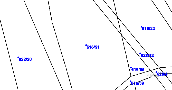 Parcela st. 616/51 v KÚ Lhota u Příbramě, Katastrální mapa