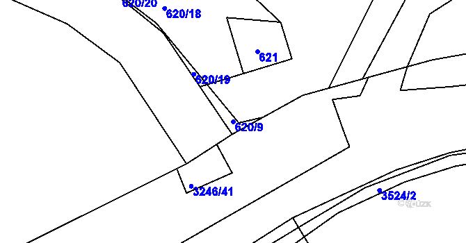 Parcela st. 620/9 v KÚ Lhota u Příbramě, Katastrální mapa