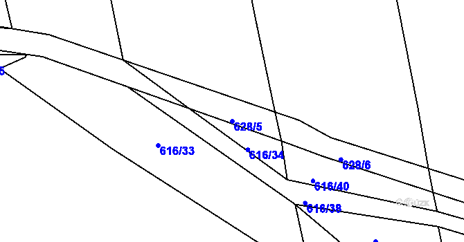 Parcela st. 628/5 v KÚ Lhota u Příbramě, Katastrální mapa