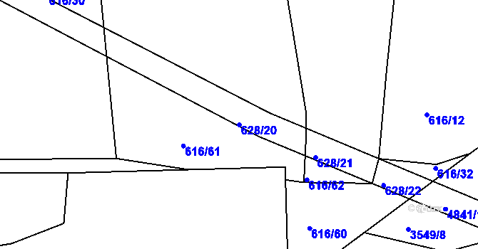 Parcela st. 628/20 v KÚ Lhota u Příbramě, Katastrální mapa