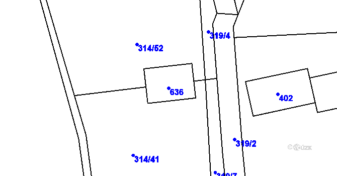 Parcela st. 636 v KÚ Lhota u Příbramě, Katastrální mapa