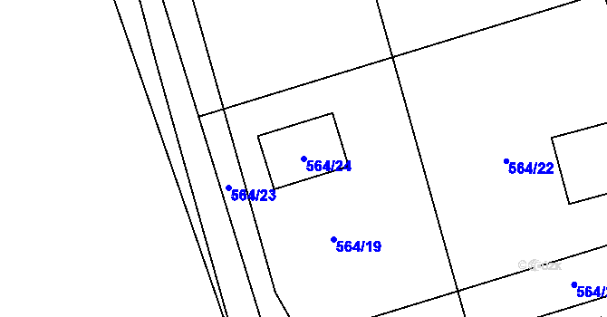 Parcela st. 564/24 v KÚ Lhota u Příbramě, Katastrální mapa