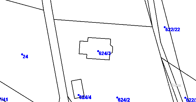 Parcela st. 624/3 v KÚ Lhota u Příbramě, Katastrální mapa
