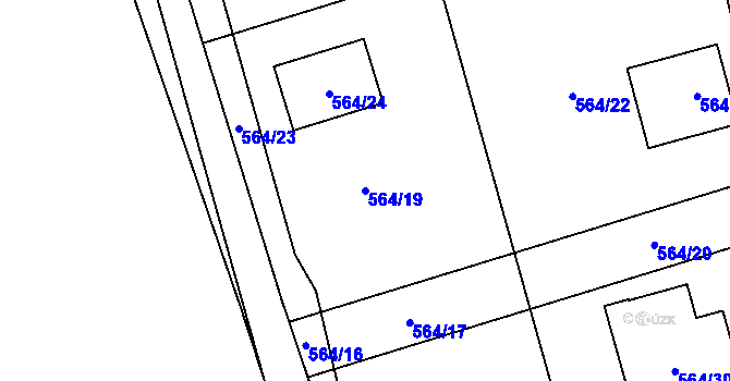 Parcela st. 564/19 v KÚ Lhota u Příbramě, Katastrální mapa