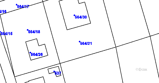Parcela st. 564/21 v KÚ Lhota u Příbramě, Katastrální mapa