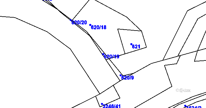 Parcela st. 620/19 v KÚ Lhota u Příbramě, Katastrální mapa