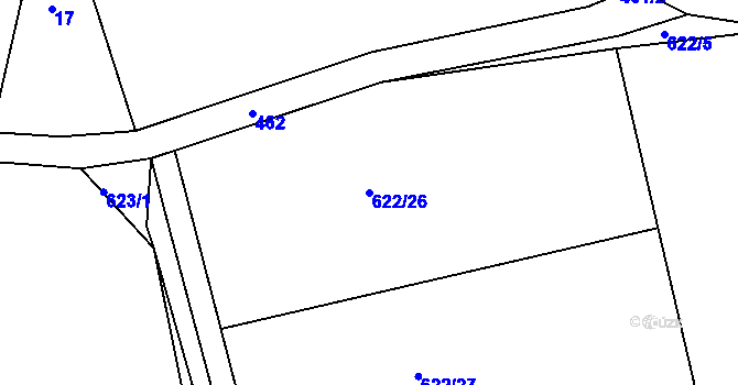 Parcela st. 622/26 v KÚ Lhota u Příbramě, Katastrální mapa